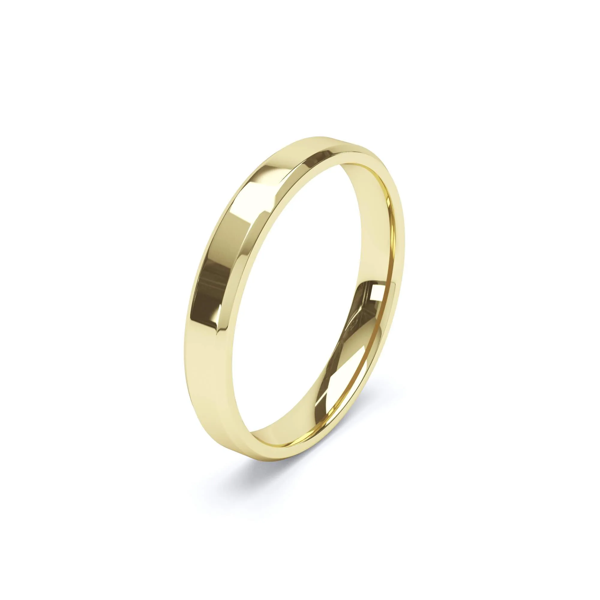 - Bevelled Edge Profile Wedding Ring 9k Yellow Gold