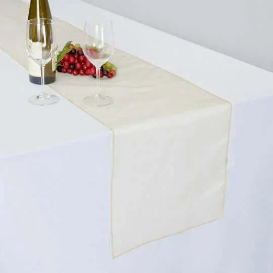 10 Pack Champagne Sheer Organza Table Runners - 14"x108"