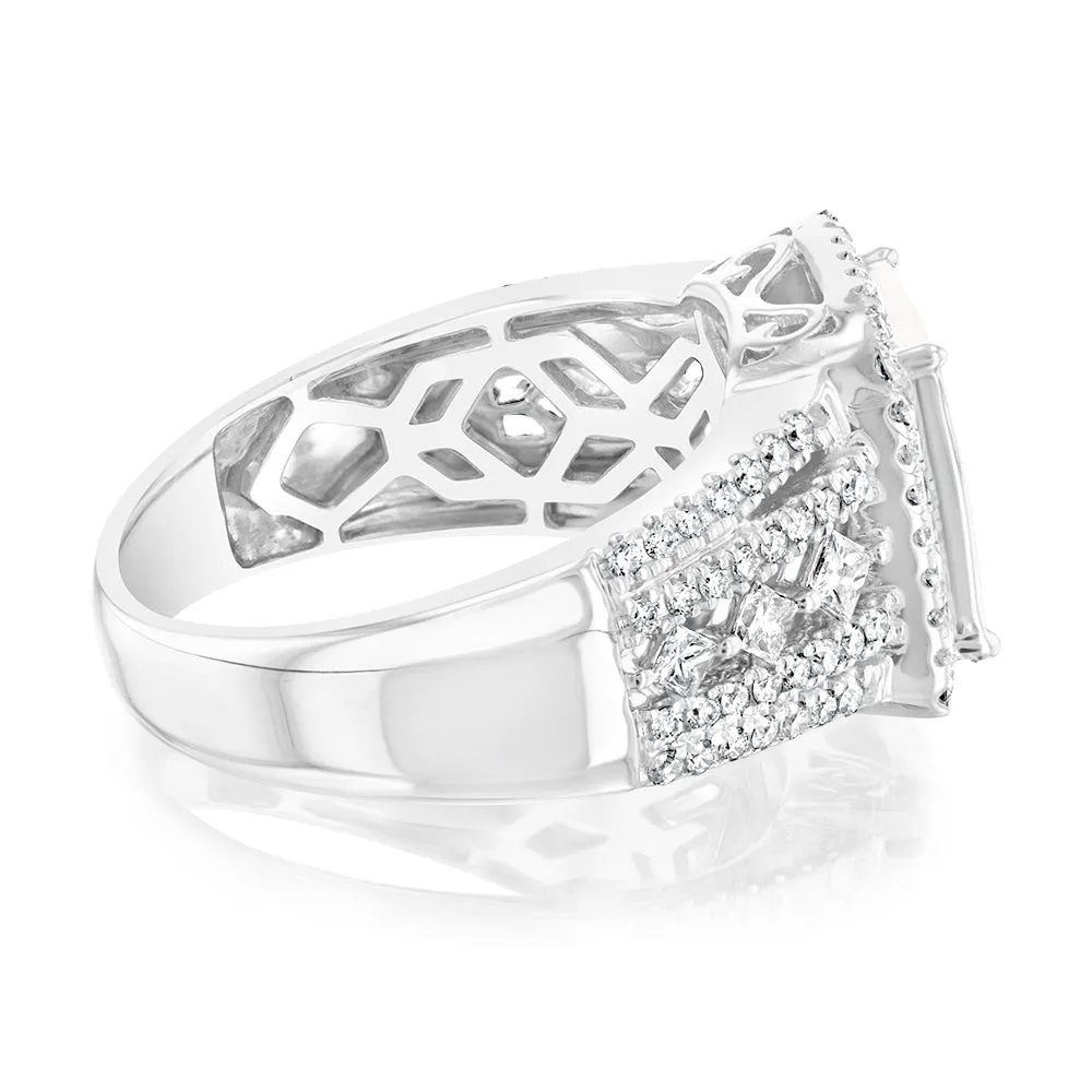 14ct White Gold 1.4 Carat Diamond Ring with Princess and Brilliant Cut Diamonds