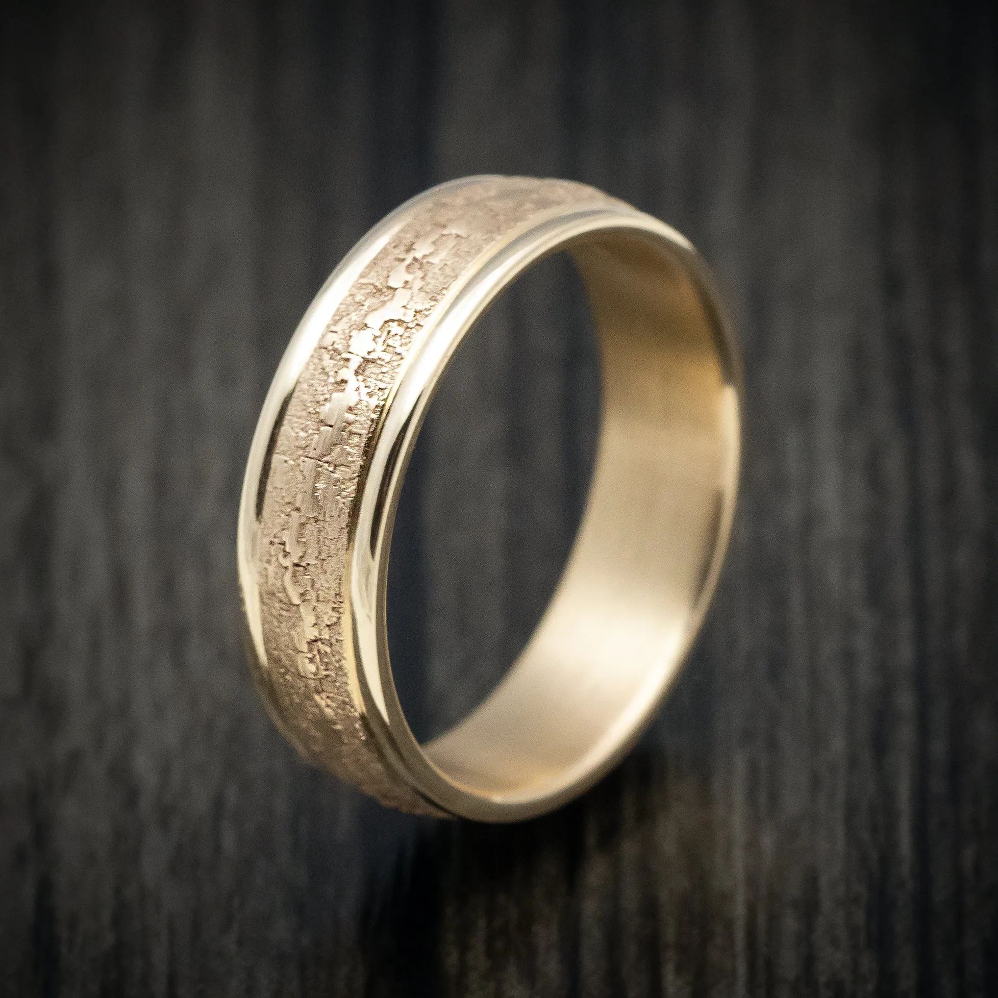 14K Yellow Gold Textured Wedding Men's Band