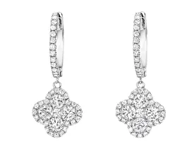 18k White Gold Quatrefoil Diamond Earrings