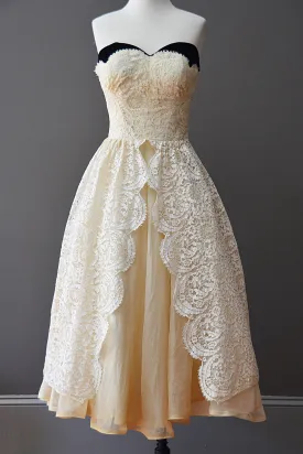 1950's Cream Lace Vintage Dress