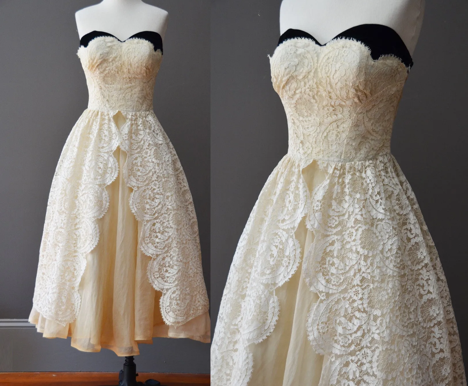 1950's Cream Lace Vintage Dress