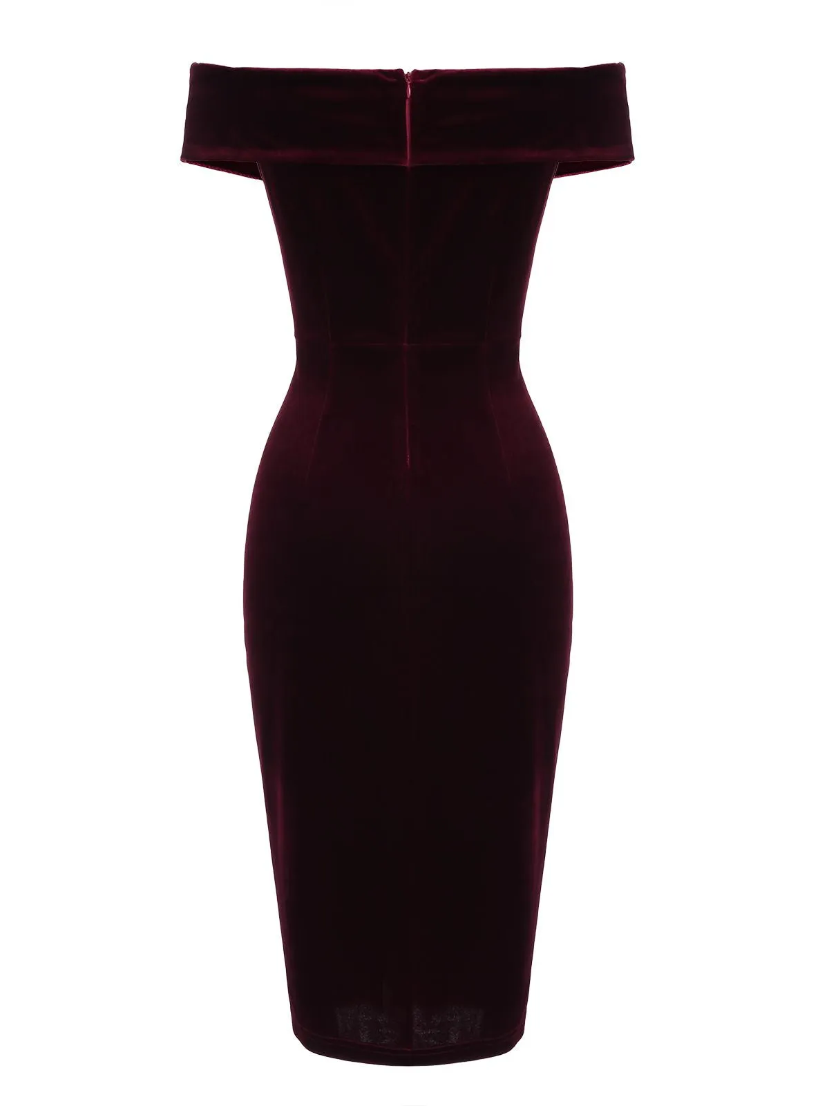 1960s Off Shoulder Velvet Bodycon Dress