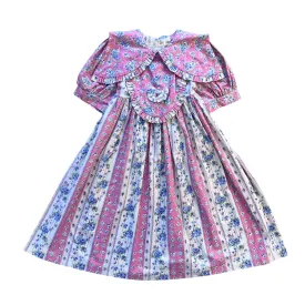 1980s Pink Floral Prairie Dress  / 6-8Y