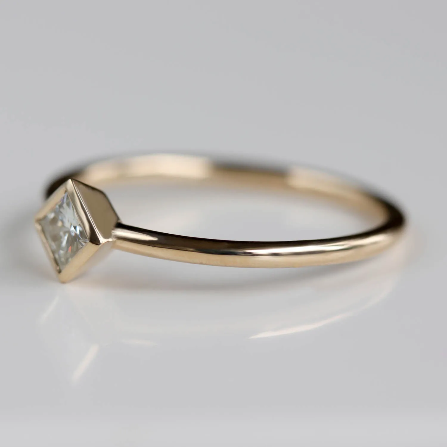 3mm Oblique Square Solitaire Engagement Ring •