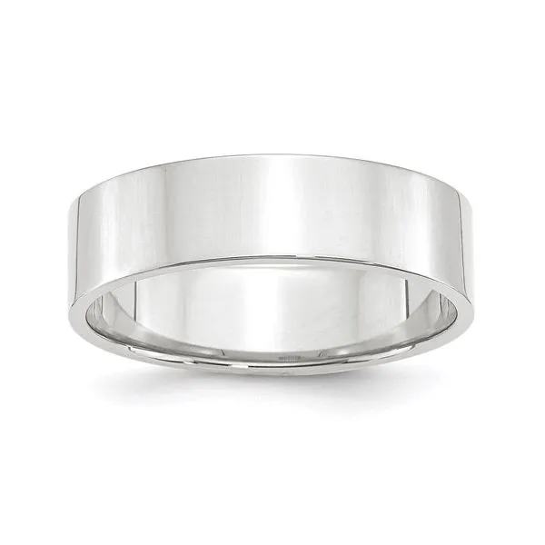 6MM White Gold Flat Wedding Band