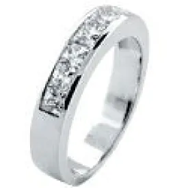 7 Princess Cuts in Channel Cubic Zirconia 14K White Gold Band