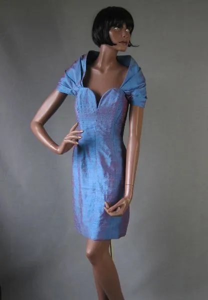 80s Women's Mini Dress Vintage Strapless Caped Wedding Guest Bombshell Small Nicole Miller VFG