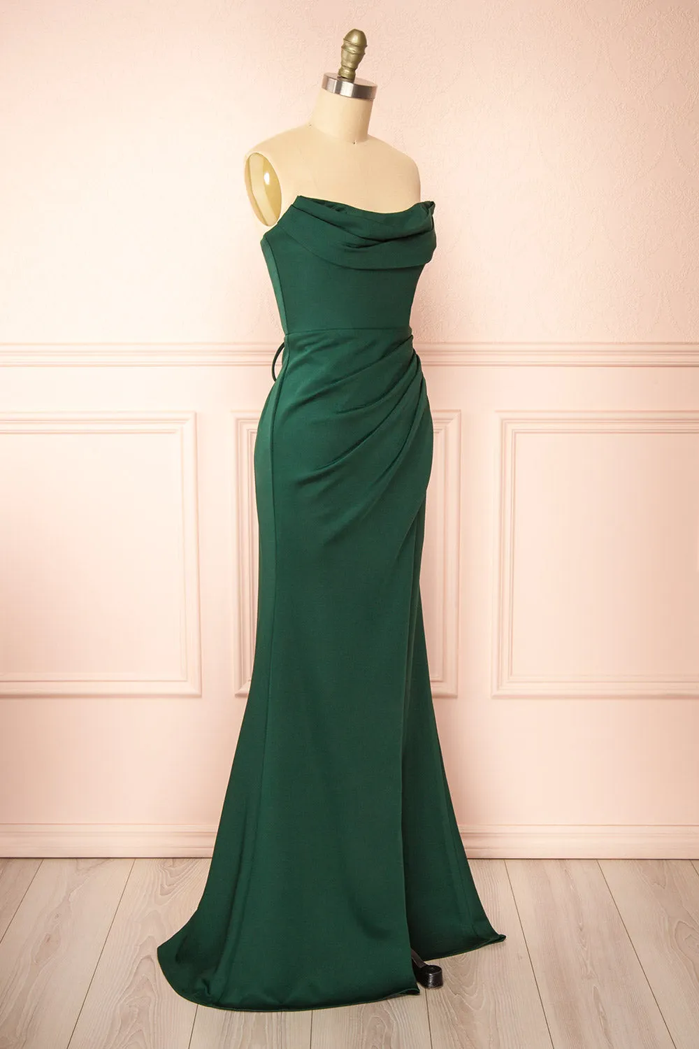 Ailsa Green | Strapless Gown w/ High Slit