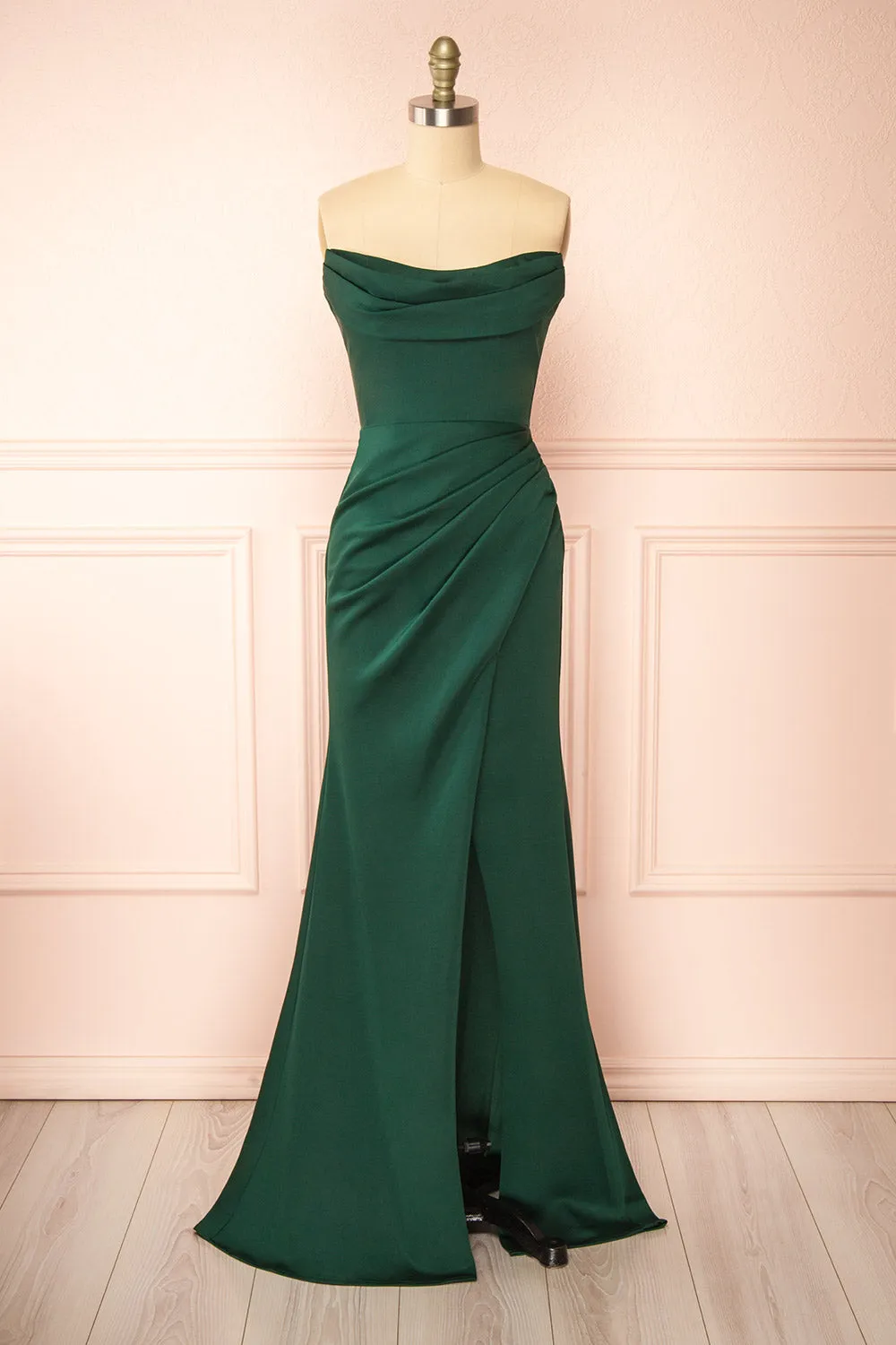 Ailsa Green | Strapless Gown w/ High Slit