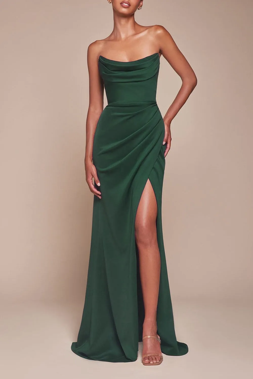 Ailsa Green | Strapless Gown w/ High Slit