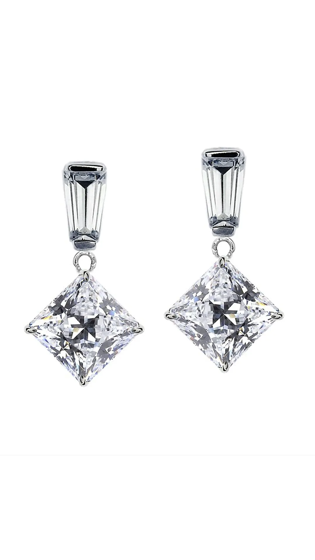 Amberley Baguette Princess Drop Earrings