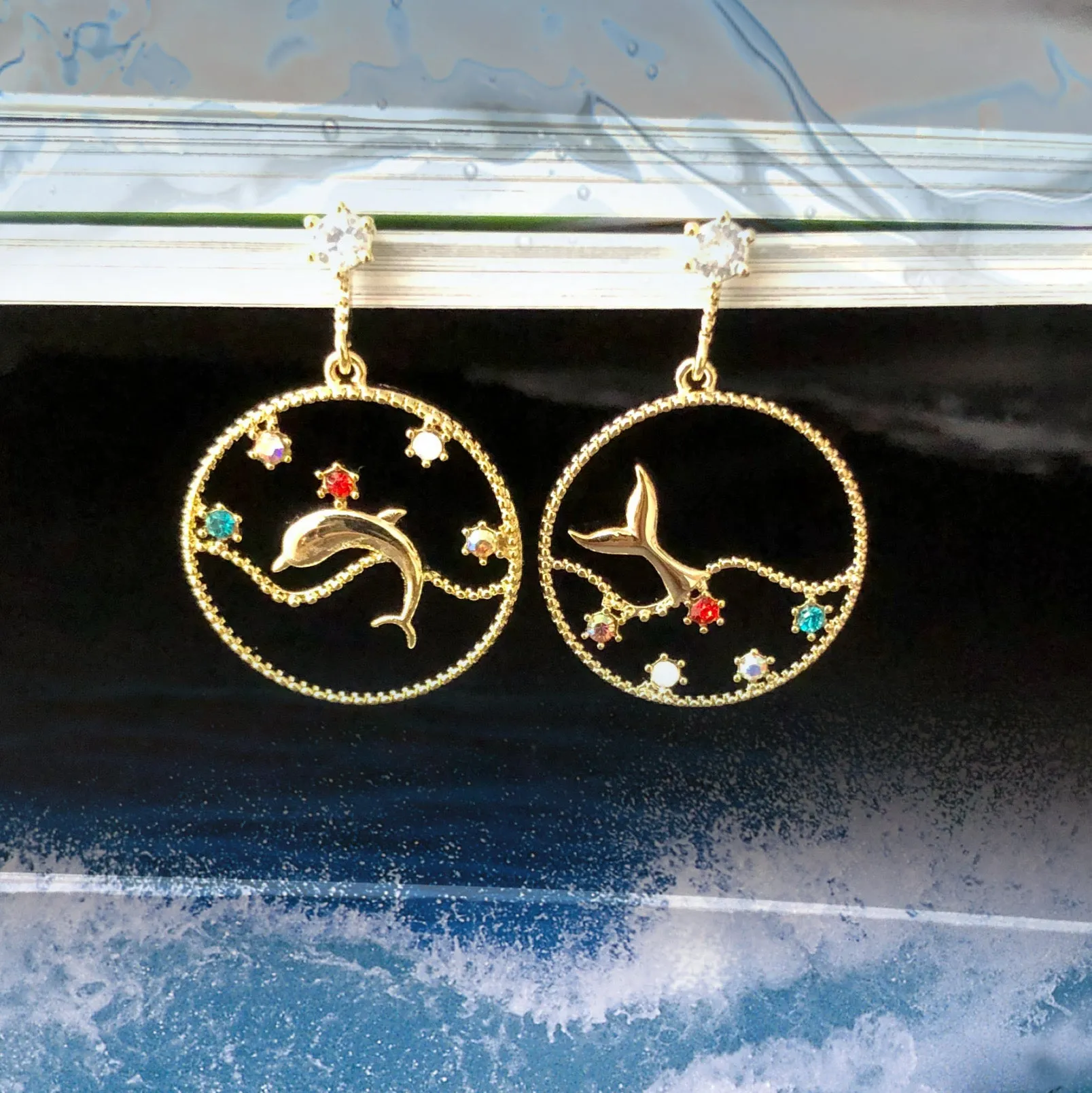 Audrey Asymmetrical Dolphin Earrings