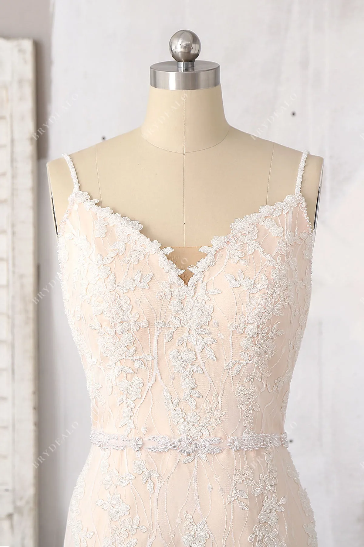 Beaded Lace Straps V-back Mermaid Bridal Dress