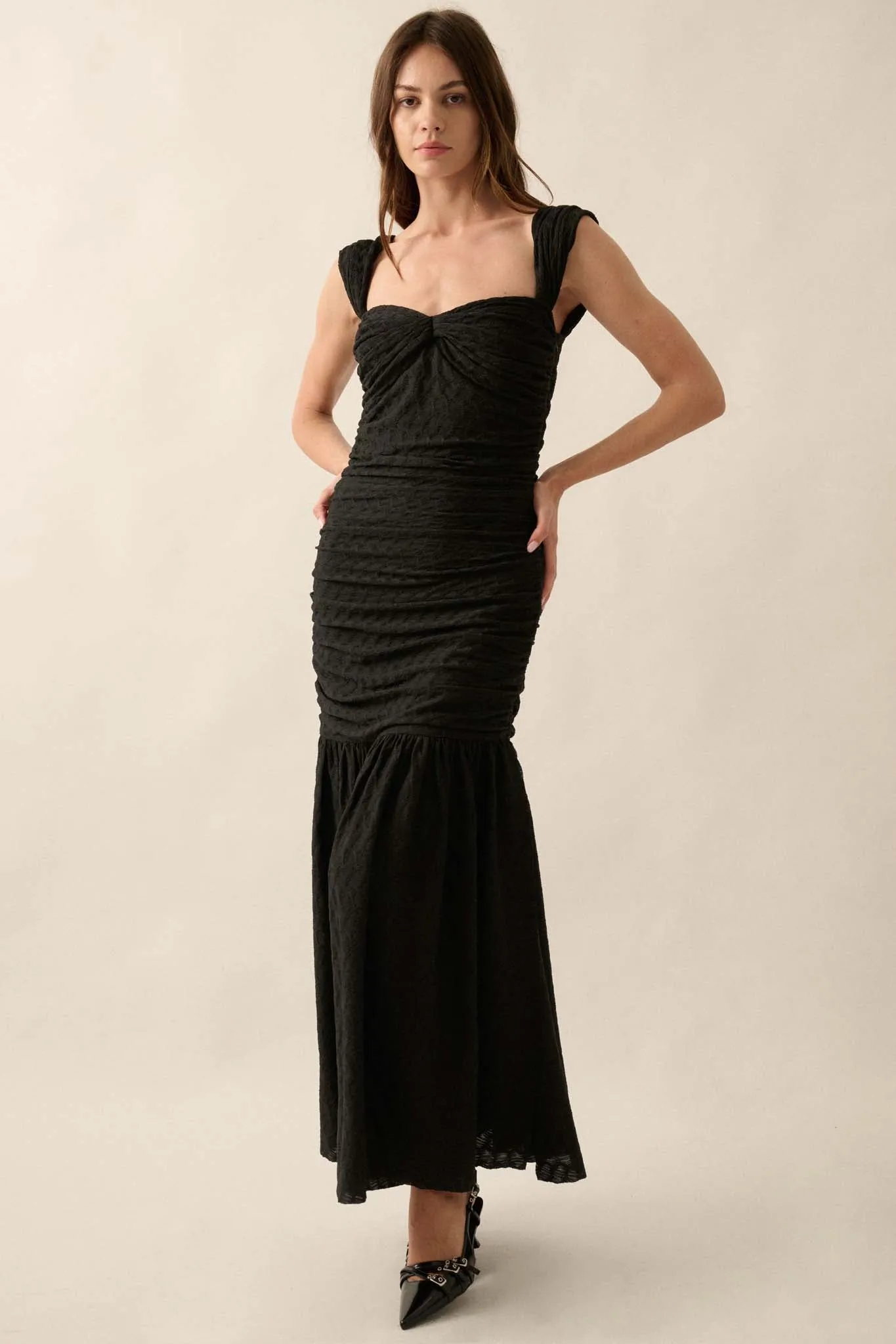 Beautiful Dreamer Textured Knit Drop-Waist Gown