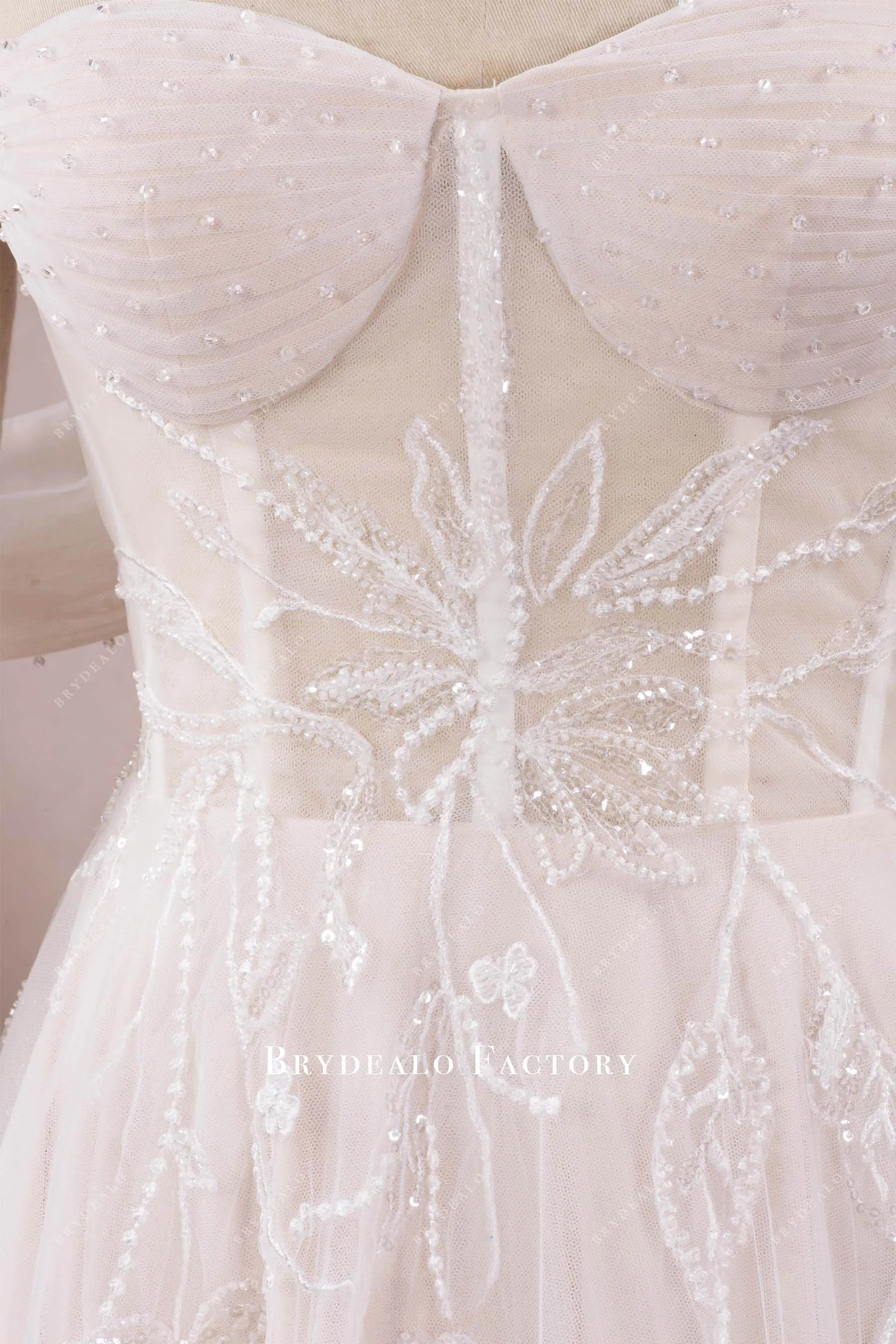 Beautiful Lace Off the Shoulder Corset A-line Wedding Dress