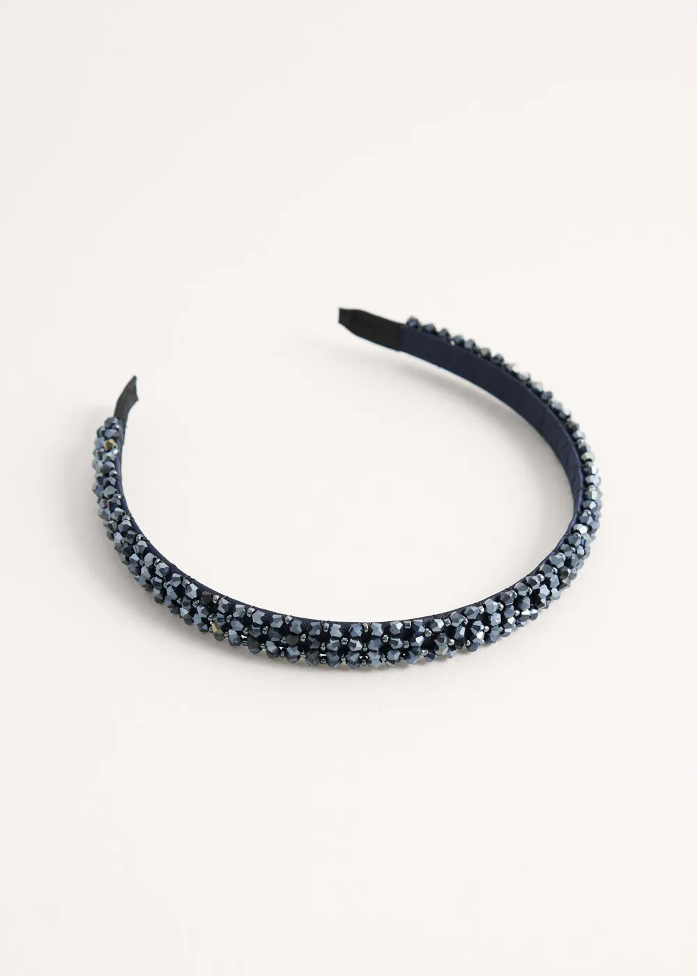 BILLIE THIN JEWELLED HEADBAND - DARK BLUE