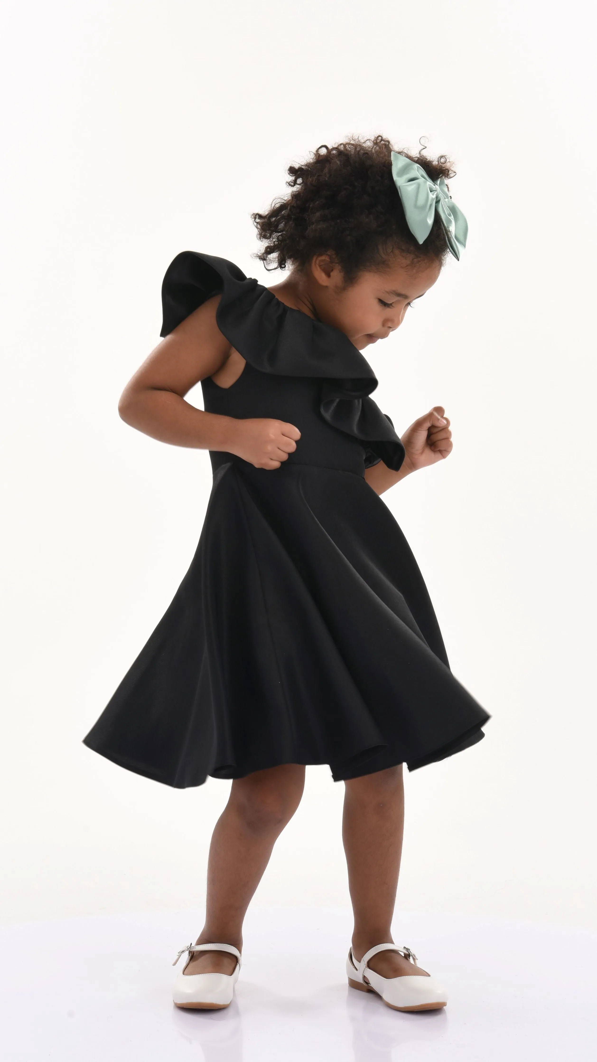 Black Riviera Off Shoulder Ruffle Dress