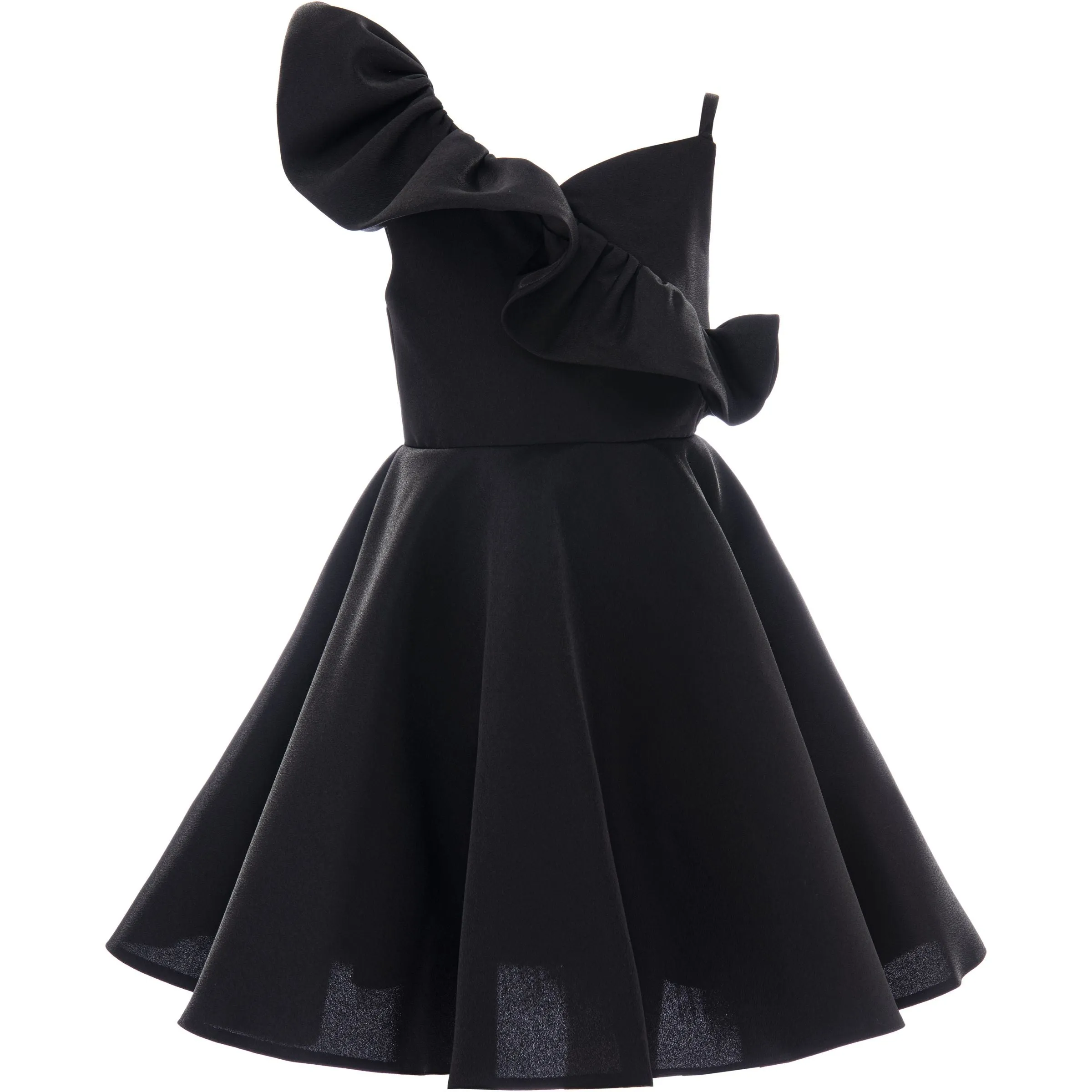 Black Riviera Off Shoulder Ruffle Dress