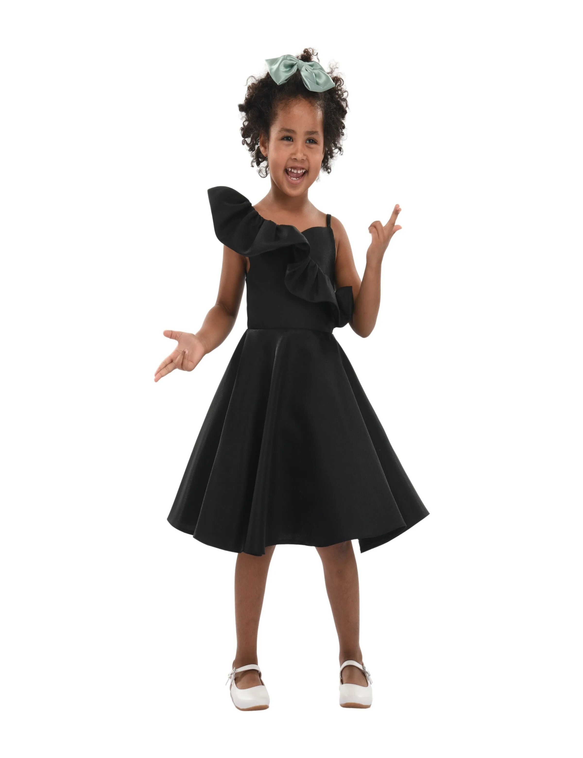 Black Riviera Off Shoulder Ruffle Dress