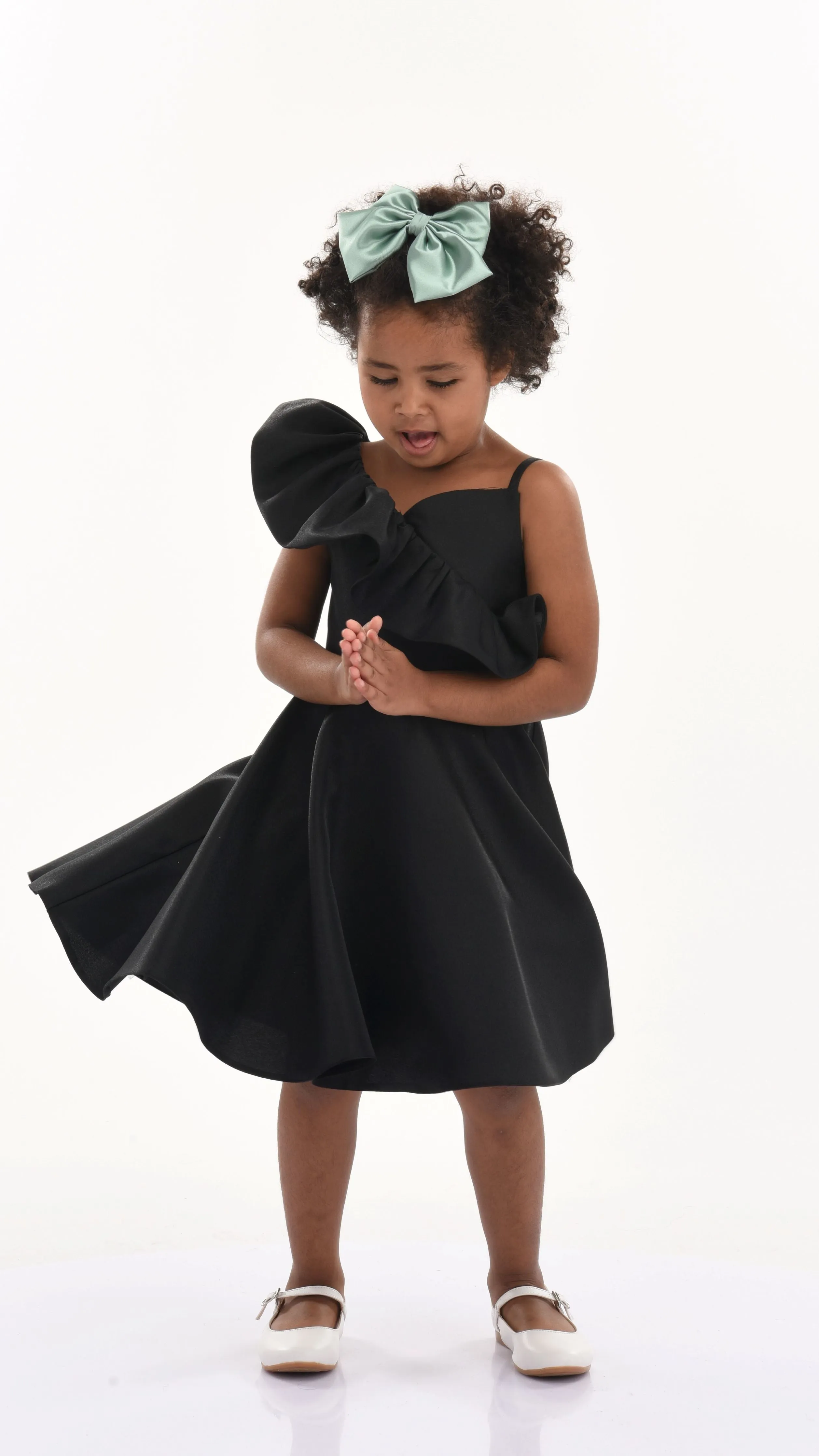 Black Riviera Off Shoulder Ruffle Dress