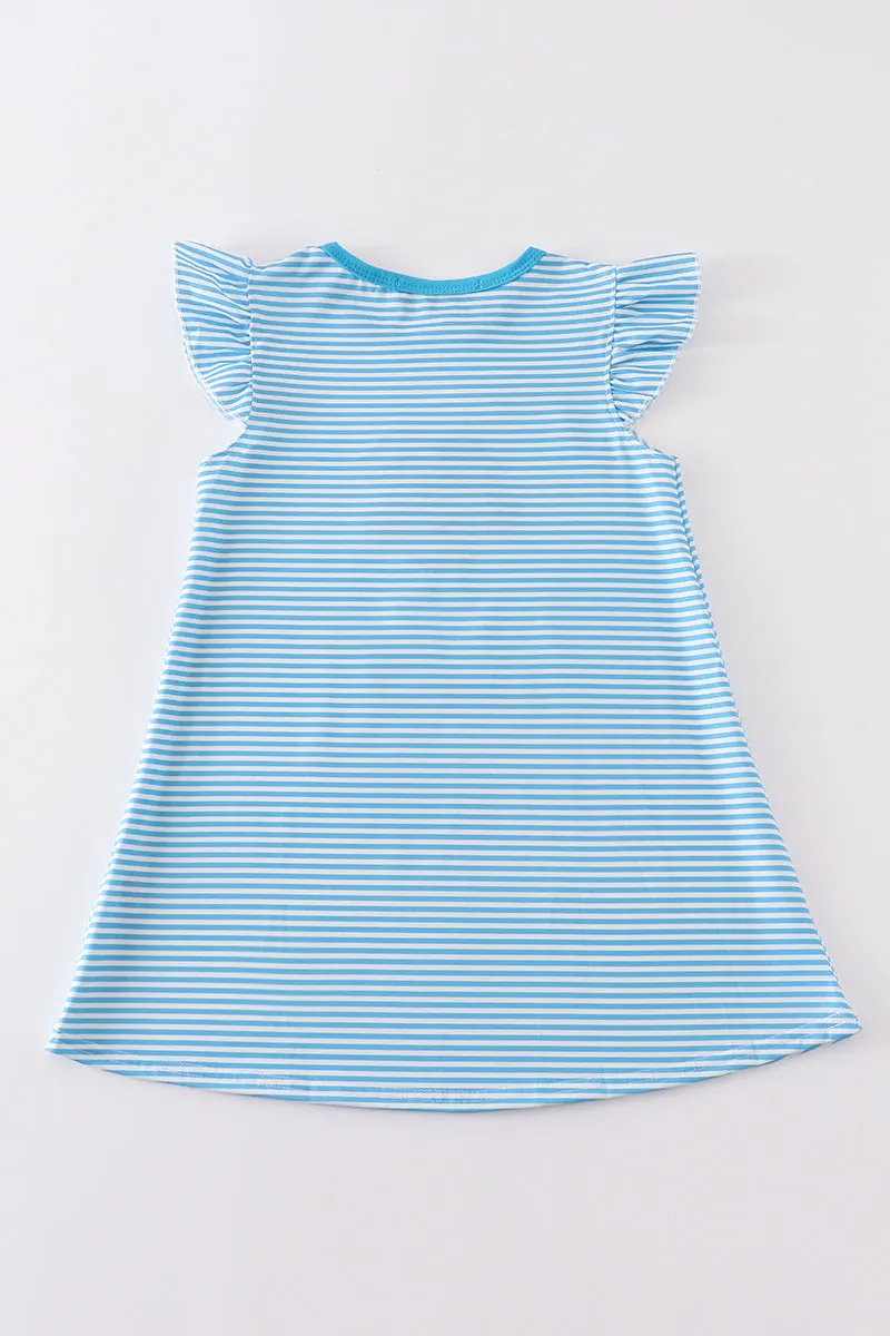 Blue cheer embroidery stripe dress