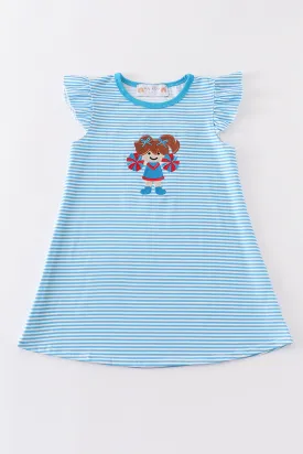 Blue cheer embroidery stripe dress