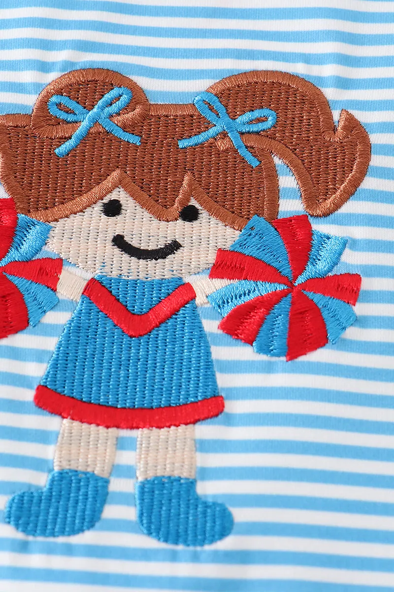 Blue cheer embroidery stripe dress