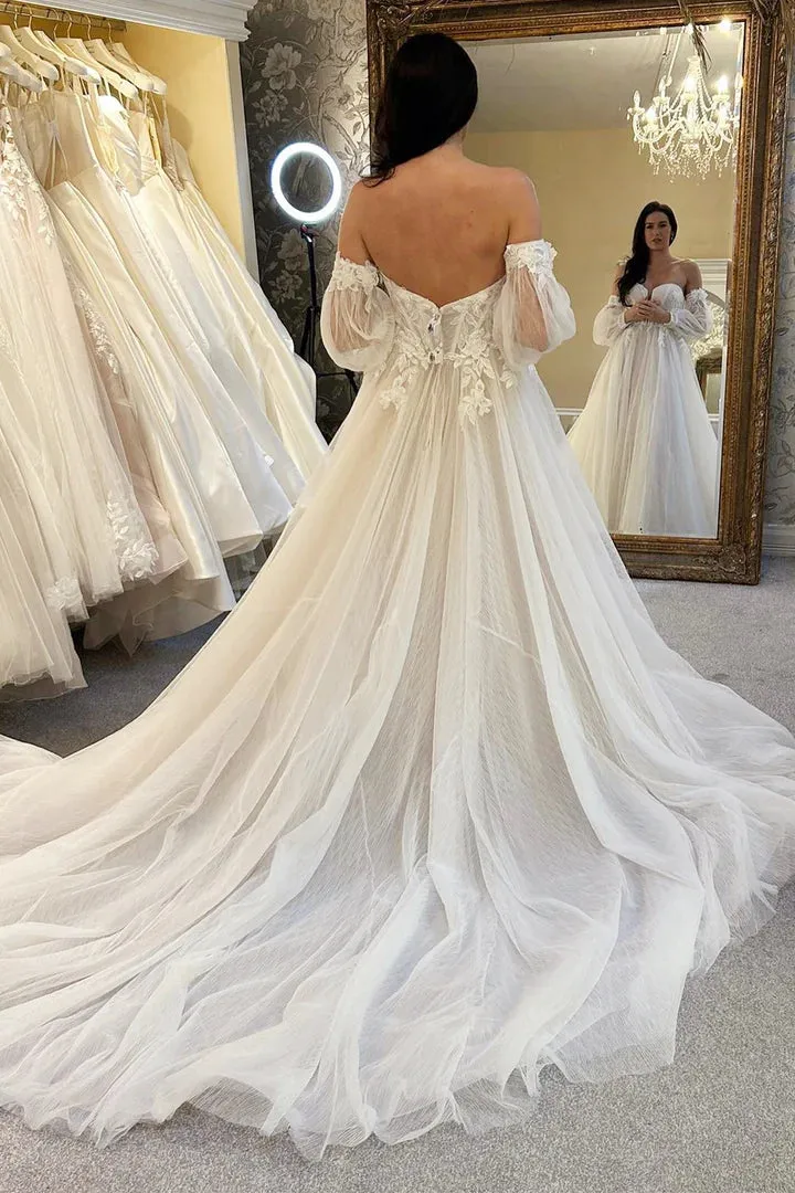 Boho Sweetheart Wedding Dresses 2024 A-Line Elegant Wedding Gown Lace Appliques Sleeveless Tulle Vestido De Noiva