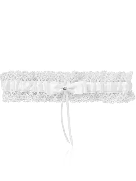 Bridal Garter Vintage Lace - Snow