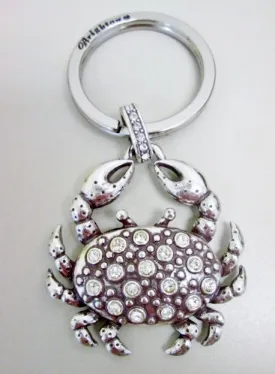 BRIGHTON CRAB Rhinestone Jewel Encrusted Keychain Keyring Mermaid Nautical SILVER