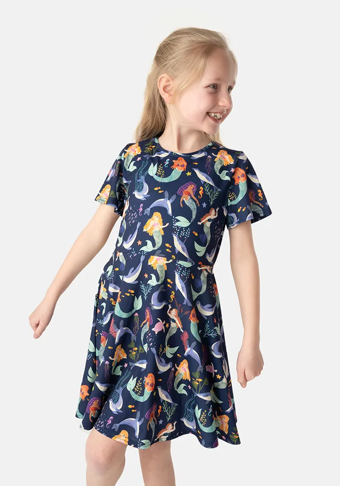 Children's Mermaids Print Dress (Alia)