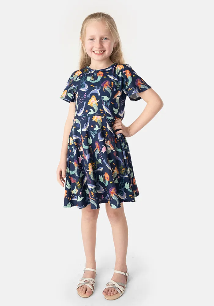 Children's Mermaids Print Dress (Alia)