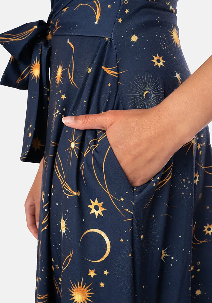 Cosmic Galaxy Print Midi Dress