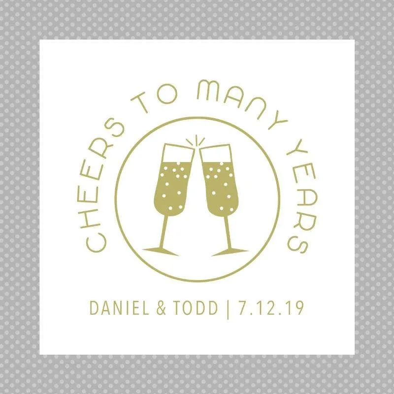 CUSTOM wedding coaster cheers to many years