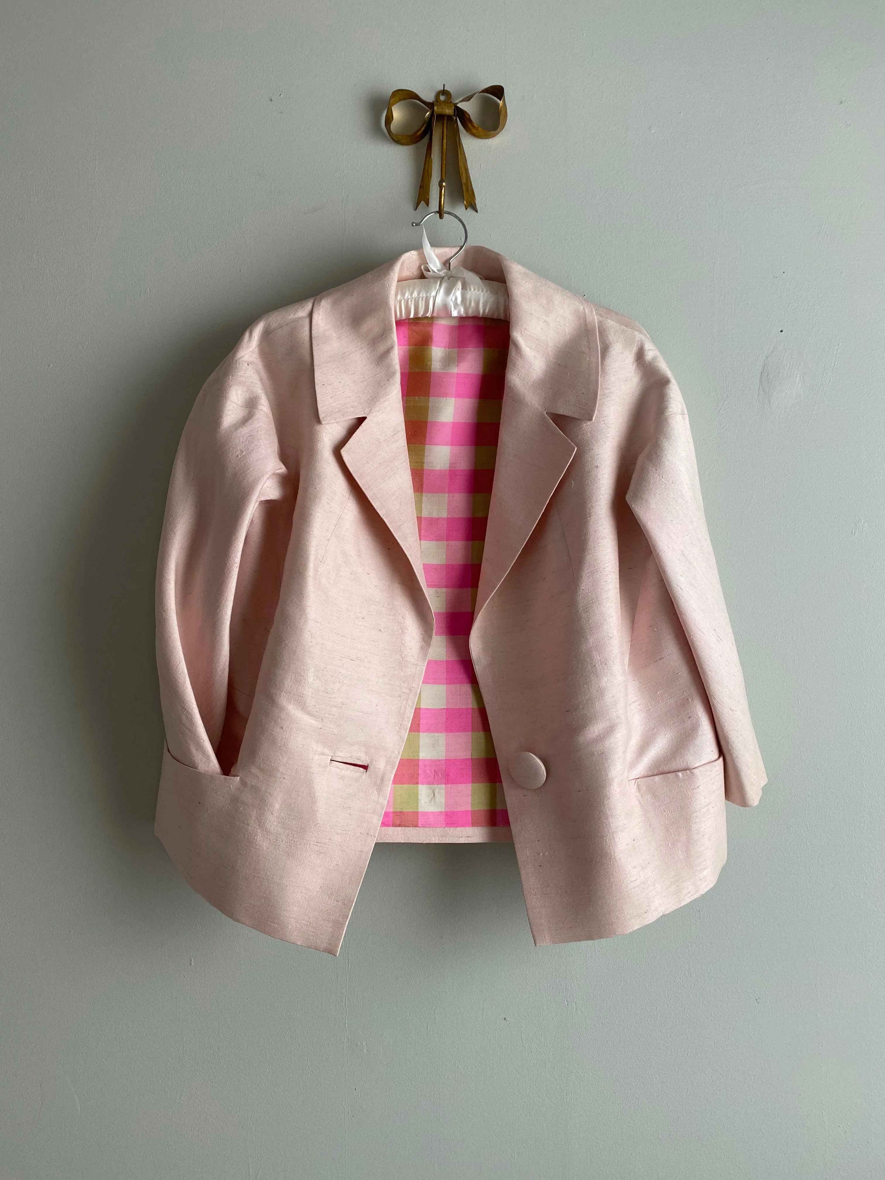 Darling 1960's Petal Pink Silk Dress With Matching Jacket / ML