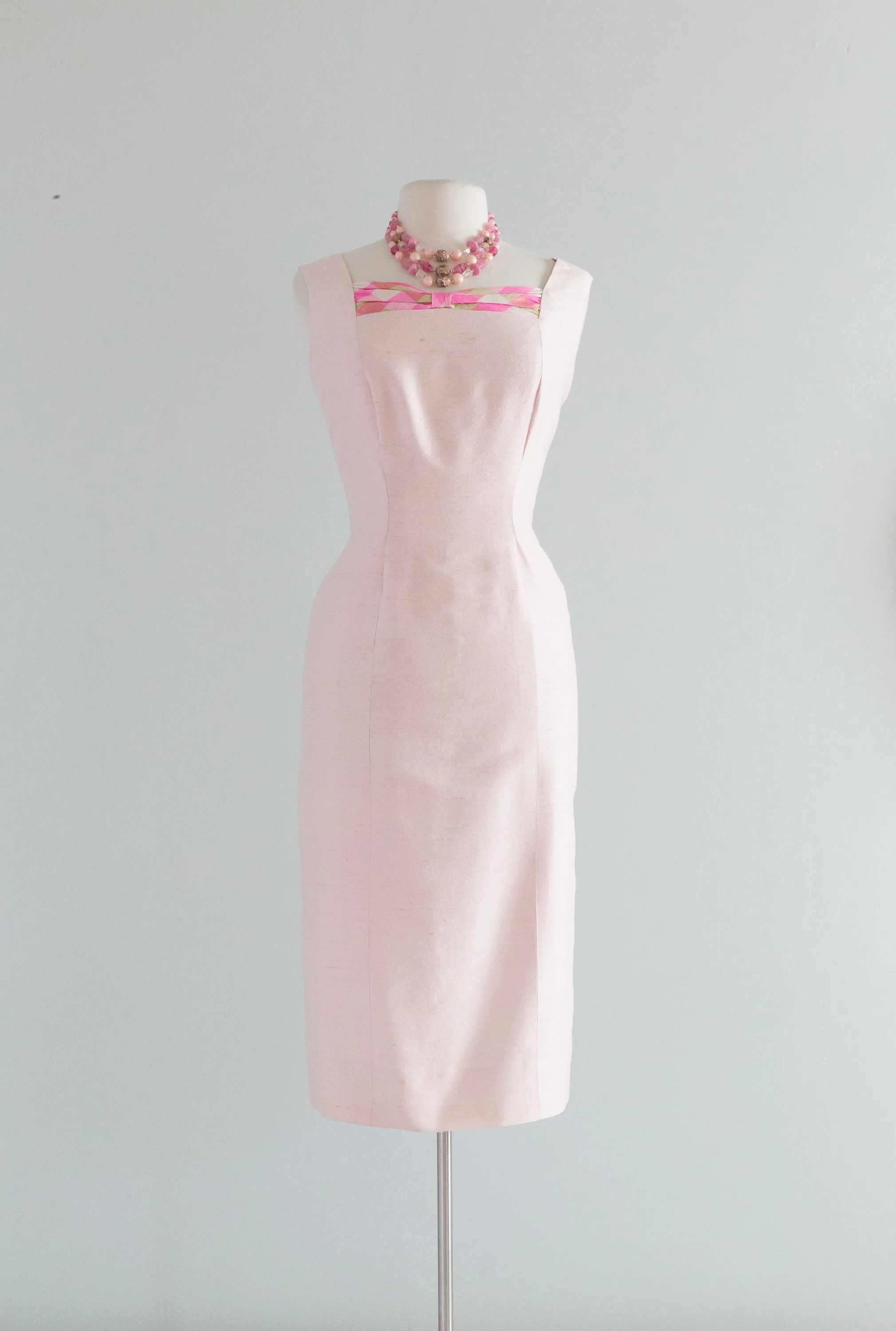 Darling 1960's Petal Pink Silk Dress With Matching Jacket / ML