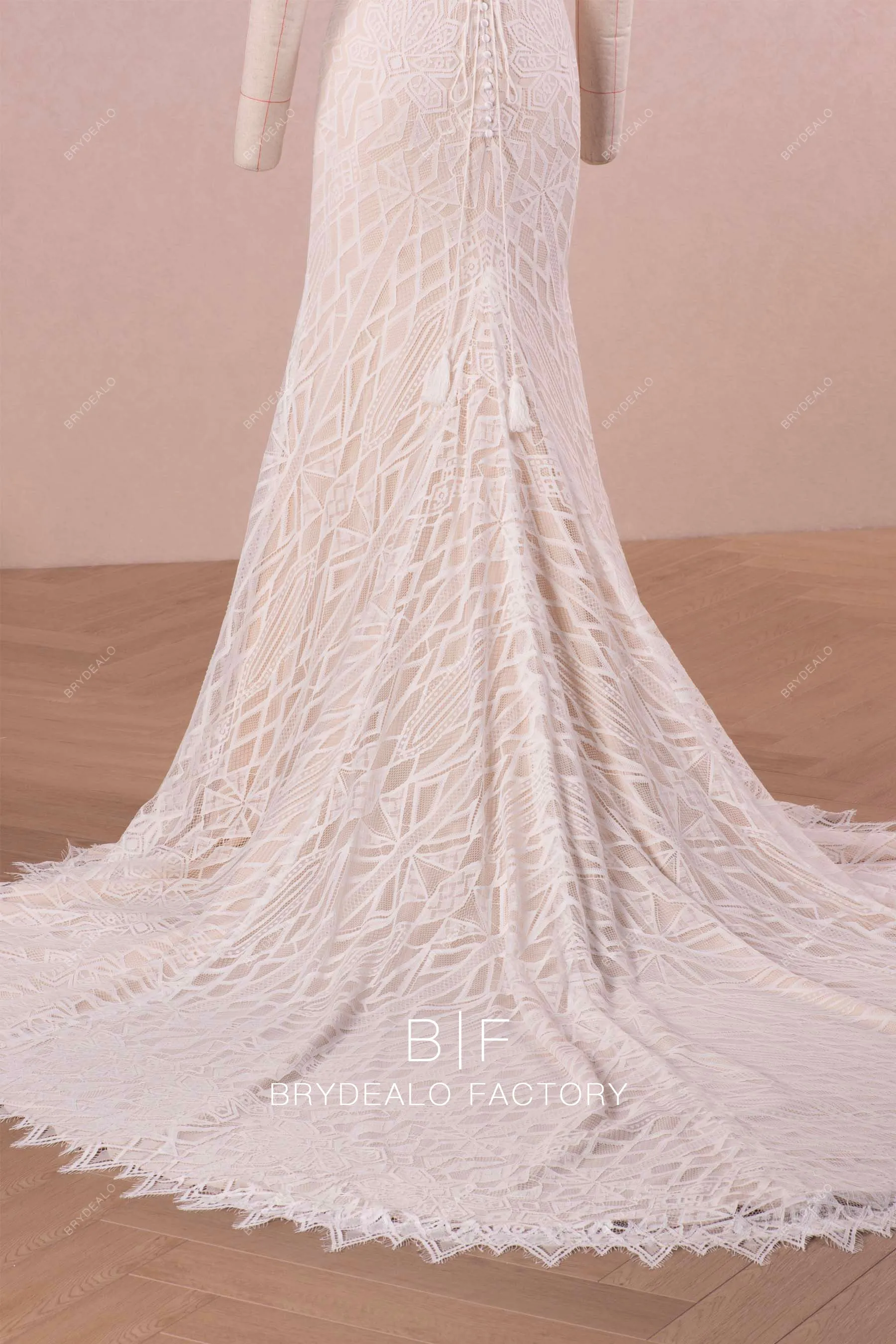 Detachable Off Shoulder Boho Lace Mermaid Wedding Dress