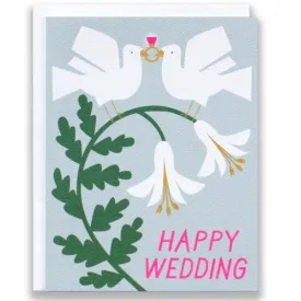 Doves Happy Wedding Card