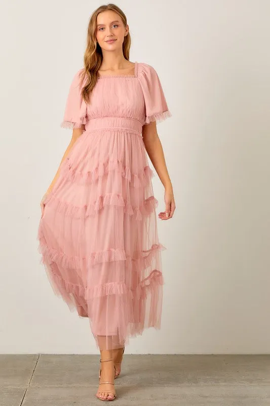 Dreaming Princess Maxi Dress- Pink