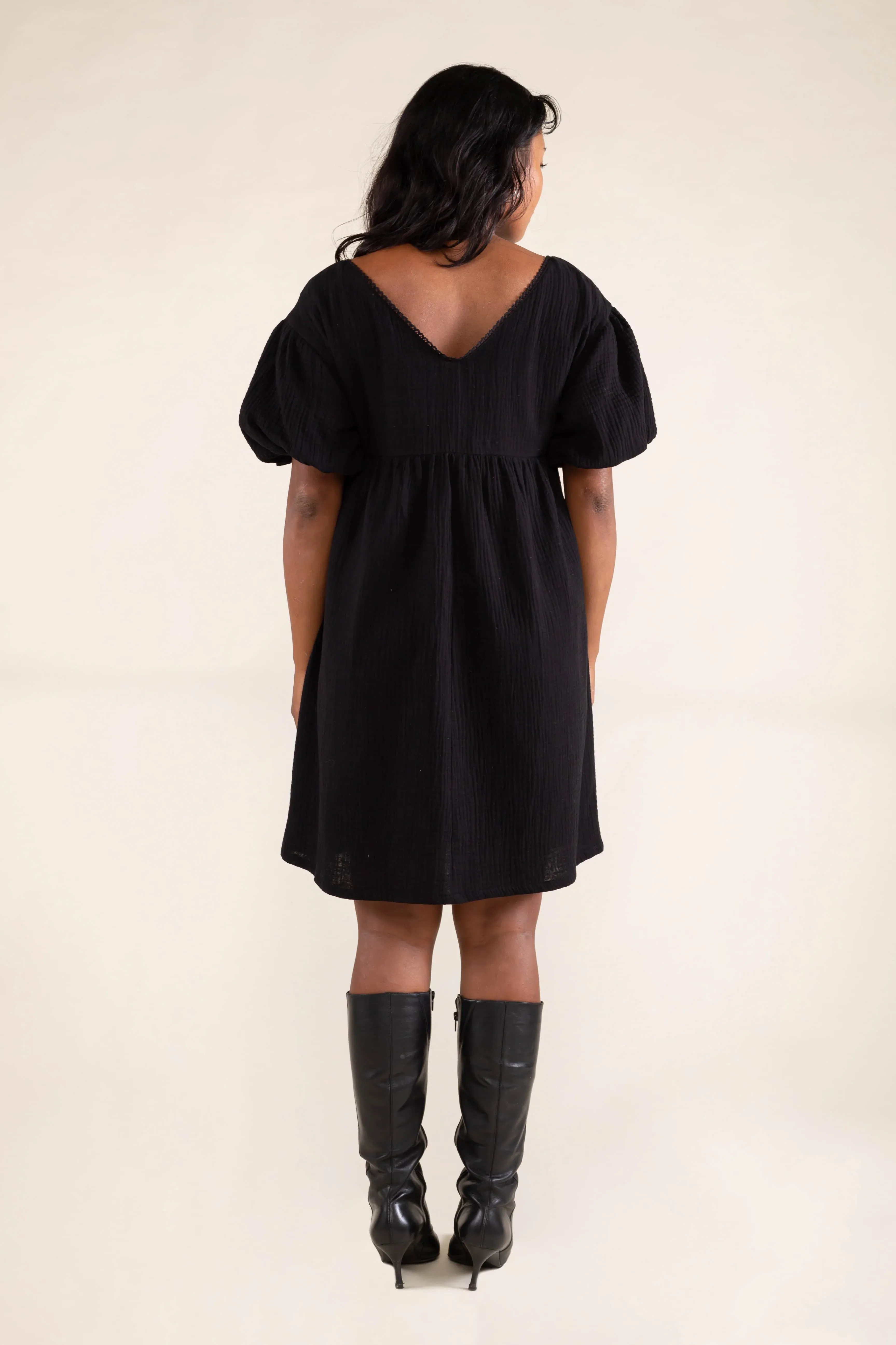 Elodie Black Cotton Dress by NLT