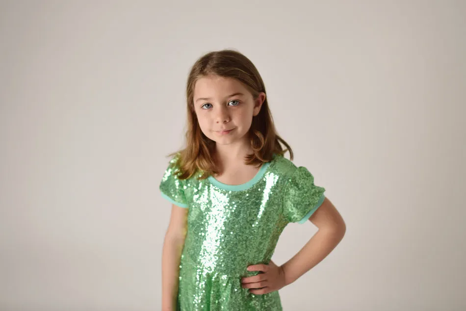 EVA LIGHT GREEN SPARKLE DRESS