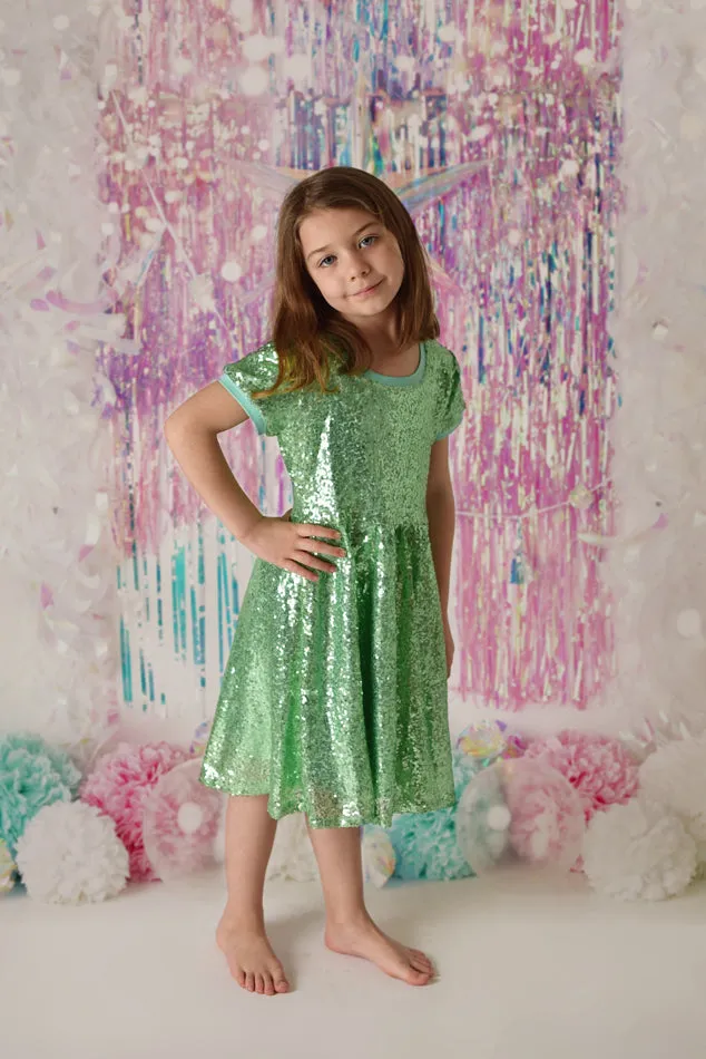 EVA LIGHT GREEN SPARKLE DRESS