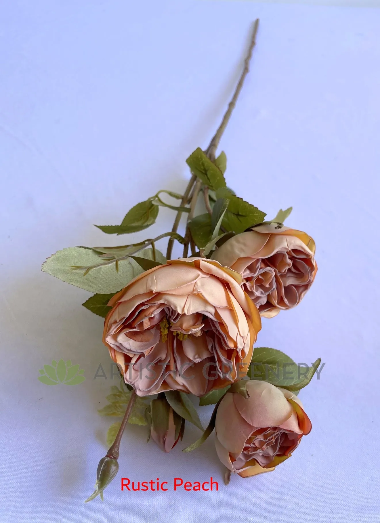 F0377 Rustic Style David Austin Rose Spray (Burnt Edges) 62cm 4 Colours