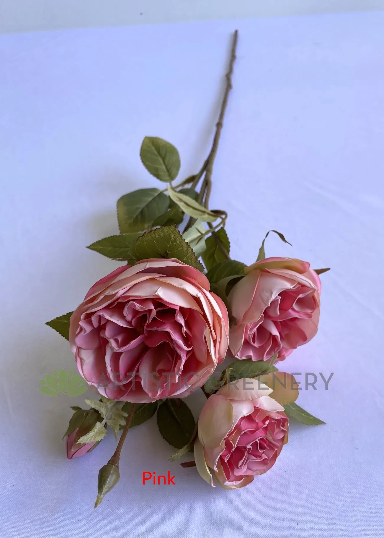 F0377 Rustic Style David Austin Rose Spray (Burnt Edges) 62cm 4 Colours