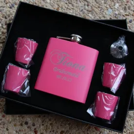 Flask - 6 Piece Pink Flask Set