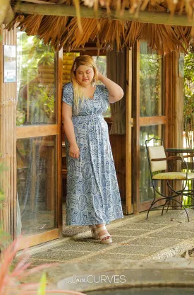 Front Knot Paneled Maxi Dress - Morris Blue