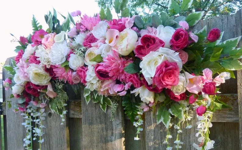 Fuchsia Wedding flowers, Rose Wedding Arch Decorations