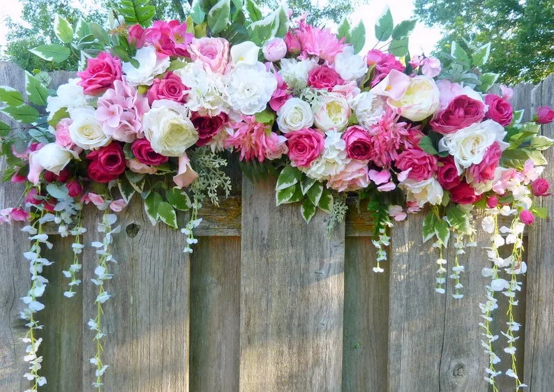 Fuchsia Wedding flowers, Rose Wedding Arch Decorations